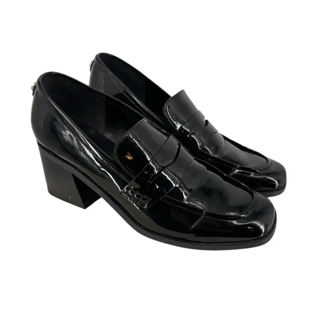 Marc Fisher Kchris Loafer Womens Size 9.5 Black Patent Block Heel